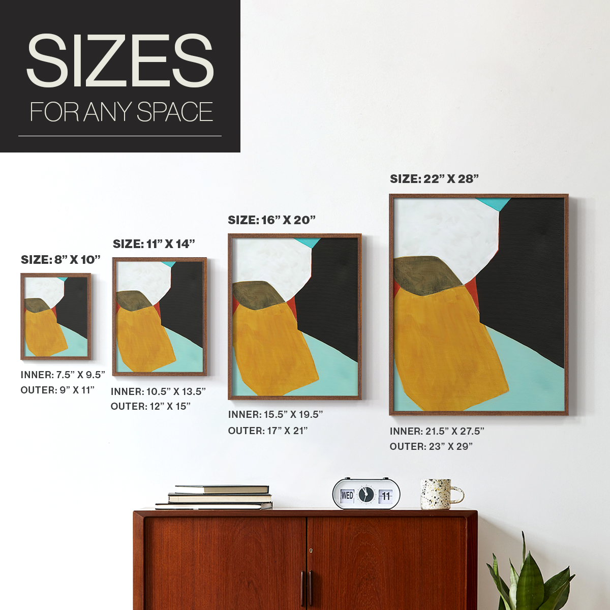 Graphica I Framed Print in Brown Solid Wood Framed Print No Nail Hanging