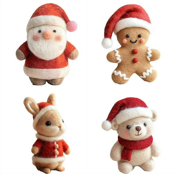 Felt Christmas Friends Collection, Unique Xmas Tree Hanging Figurines, Needle Felted Wool Animal Ornaments for Holiday Home Decor and Stocking Stuffer Gifts By PULMCheerger