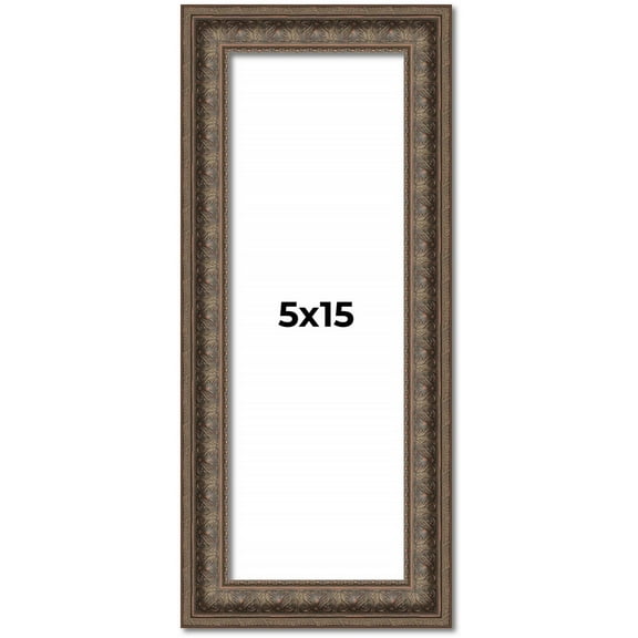 5x15 IN Ornate Brown Real Wood Picture Frame Width 1.5 Inches | Interior Frame Depth 0.5 Inches |