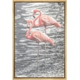 thumbnail image 3 of PixonSign Framed Canvas Print Wall Art Two Flamingos in Water Animals Wilderness Photography Modern Art Contemporary Portrait Black and White for Living Room, Bedroom, Office - 16"x24" Natural, 3 of 5