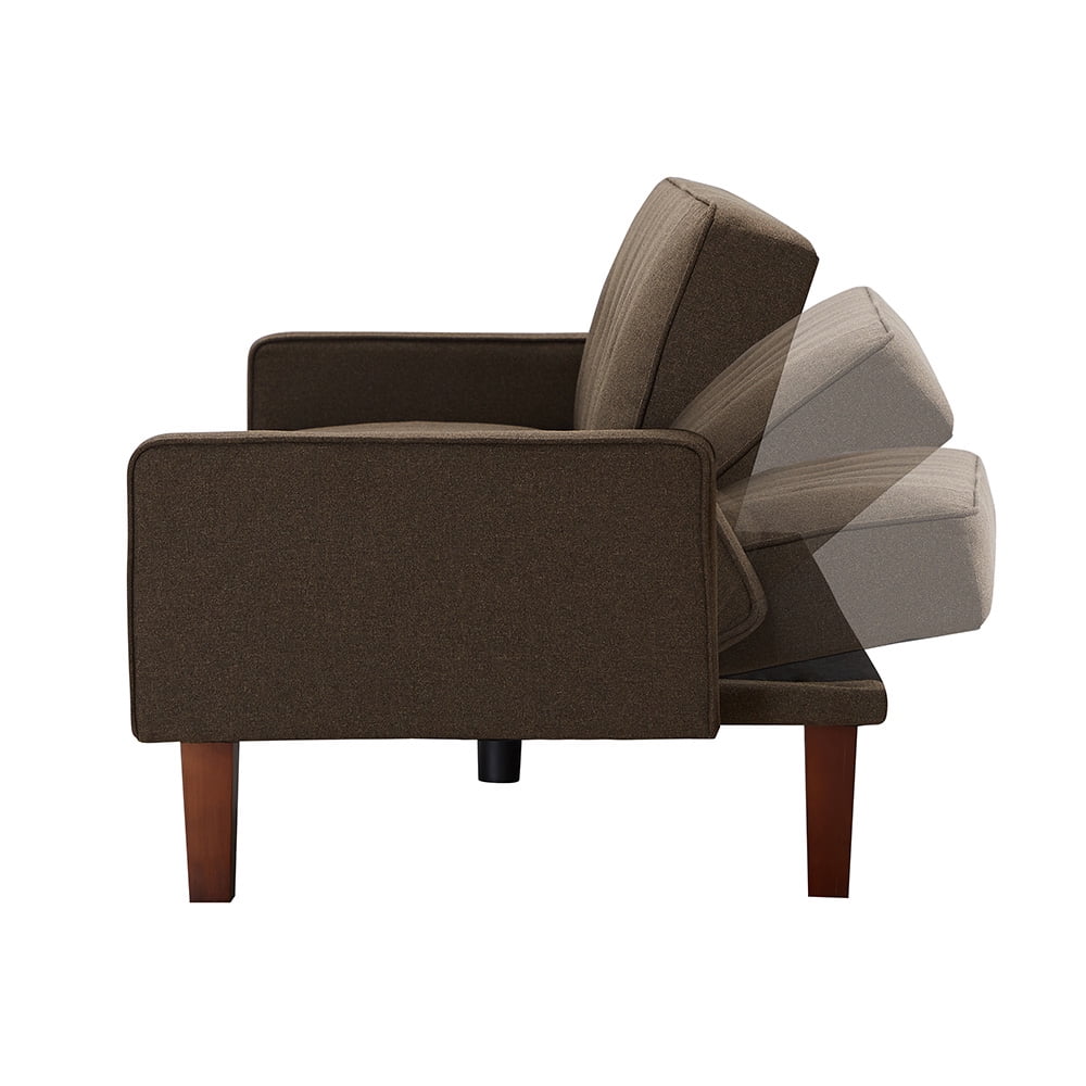 Kepooman Modern Fabric Sofa, Futon Sleeper Sofa With 2 Pillows, Backrest Sleeper Sofa with Fabric Cover for Living Room, Gray Kepooman Modern Fabric Sofa, Futon Sleeper Sofa With 2 Pillows, Backrest Sleeper Sofa with Fabric Cover for Living Room, Gray