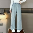 thumbnail image 5 of Staki Star Pants Girls Jeans, Ribbed Elastic Waist Embroidered Denim Pants 5-9Y 10-16Y(Light Blue,5-6 Years), 5 of 7