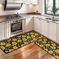 thumbnail image 3 of Kitchen Rugs Sets Of 2,Black Sunflower Bud Pattern Anti Fatigue Kitchen Mat Rugs Non Slip Washable,Decorative Kitchen Floor Mats for Kitchen,Sink,Laundry,17"x47"+17"x47", 3 of 5