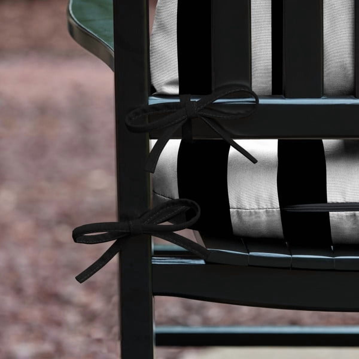 ARDEN Plush Indoor/Outdoor Rocking Chair Cushion Set, 2-Pack, 18 x 20, Water repellent, Fade Resistant, Tufted Cushion for Rocking Chairs 18 x 20, Black Cabana Stripe