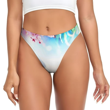 Gaeub Butterfly In Blossoms Zen Print Women s Thong No Show Panties Low Waist G-String Seamless Thongs Breathable Panties-3X-Large