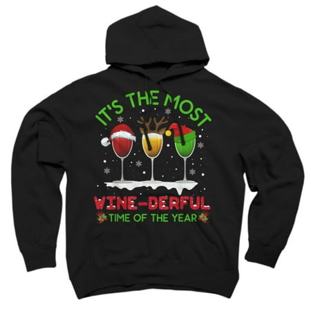 

Christmas Wine Shirt Xmas Alcohol Pajama PJ Tops For Women Black Graphic Pullover Hoodie - Design By Humans L