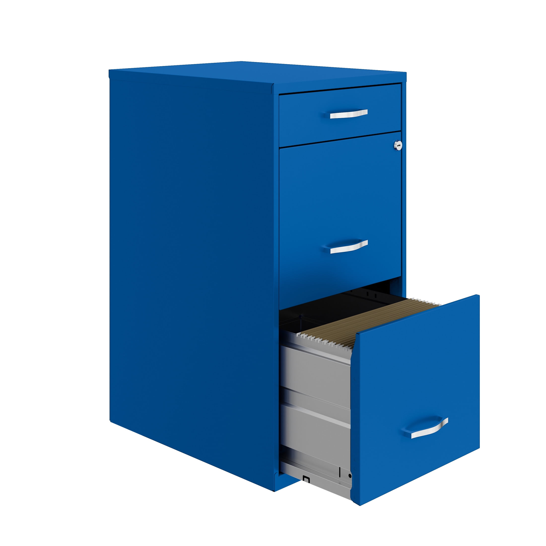 Space Solutions 3 Drawer Letter Width Vertical File Cabinet with Pencil Drawer, Blue