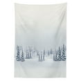 thumbnail image 3 of Ambesonne Winter Tablecloth Rectangular Table Cover, Foggy Weather Trees, 60"x84", White, 3 of 4