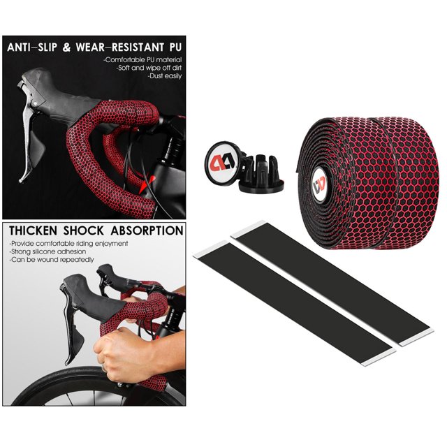 Envoltorios para manillar Cinta de bicicleta Macarena para manillar Ciclismo Cuero de PU + Cinta de espuma EVA Antidesli rojo