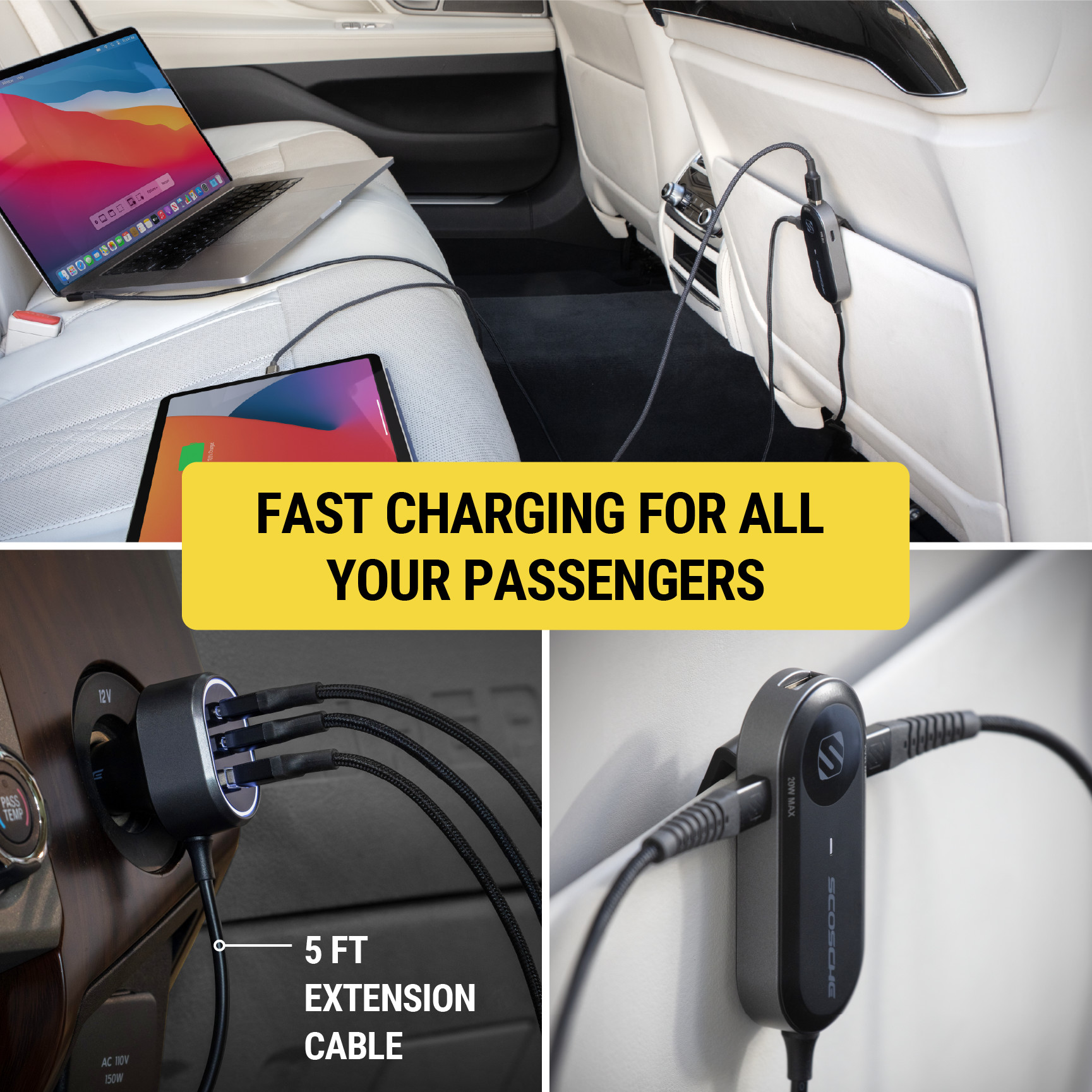 Scosche PowerVolt 100W Six-Port Car Charger with Cable photo 3