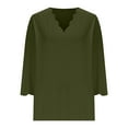 thumbnail image 5 of Loopsun Womens Fall Tops Plus Size, 3/4 Sleeve T Shirts for Women, Women's Casual Solid Quarter Sleeve V-neck Pullover Top Army Green, M, 5 of 5