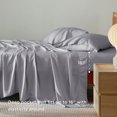thumbnail image 4 of U by Bedsure 100% Rayon Derived from Bamboo King Sheet Set, 4 Piece Cooling 16" Deep Pocket Soft Bed Sheets, Silver Gray, 4 of 10