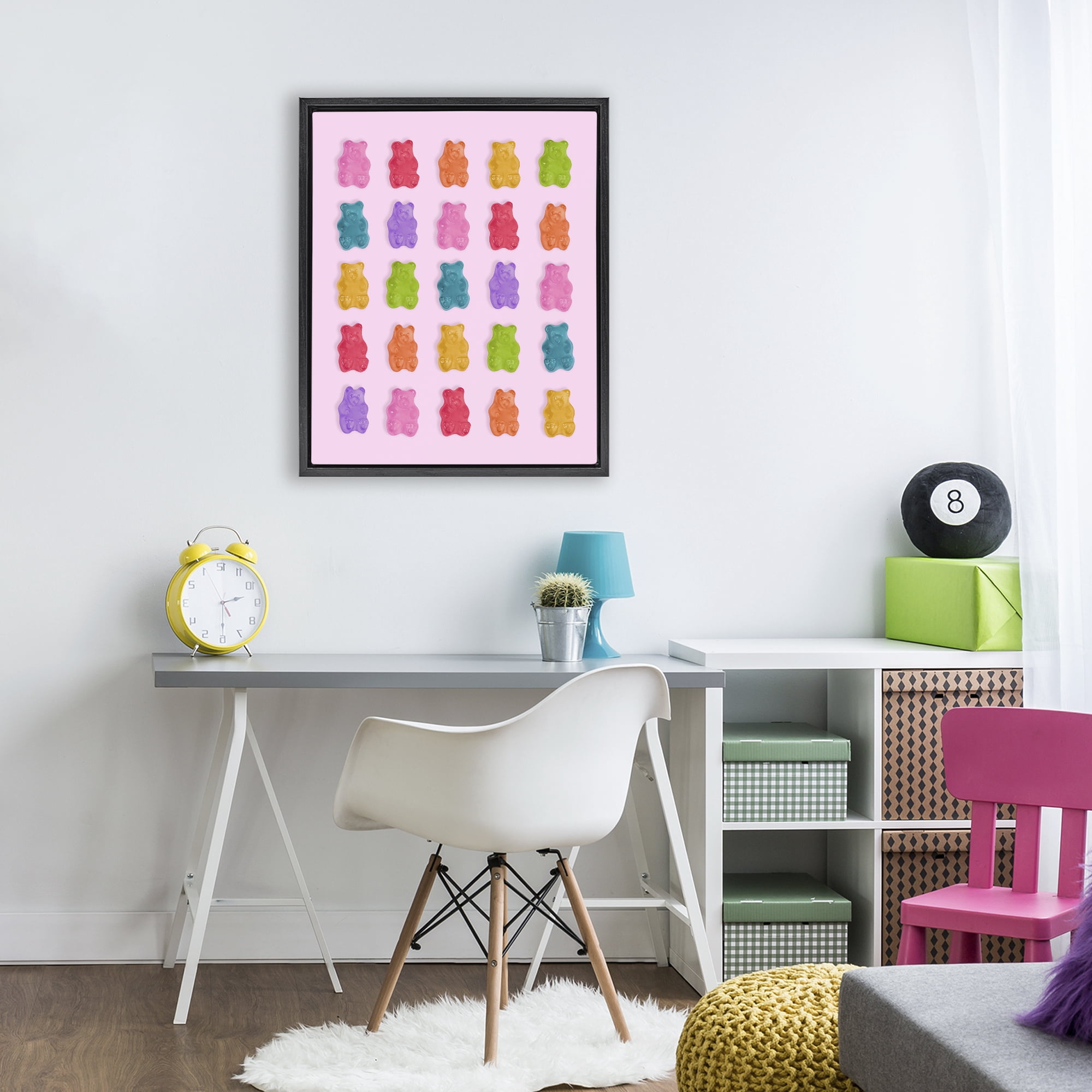 Stupell Industries Pastel Gummies on Pink Black Framed Floater Canvas Wall Art, design by LISH Creative