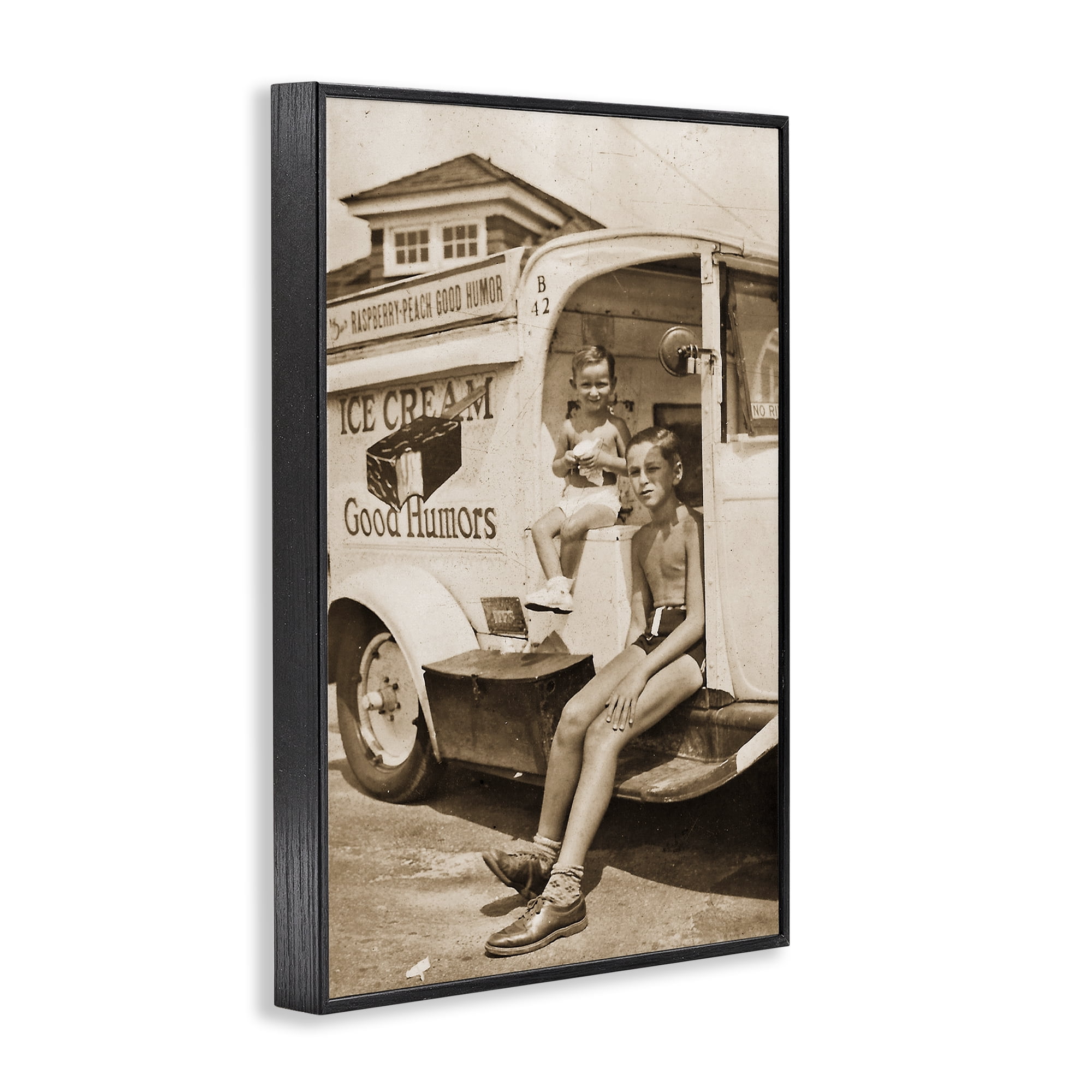 Stupell Industries Vintage Ice Cream Truck Black Framed Giclee Art, design by Grotto Studios