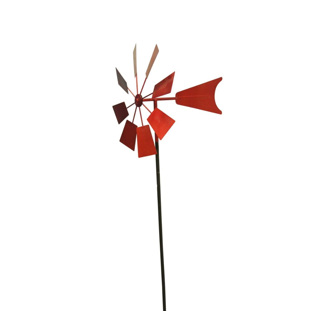 52 Inch Metal Windmill Stake Red by Benzara