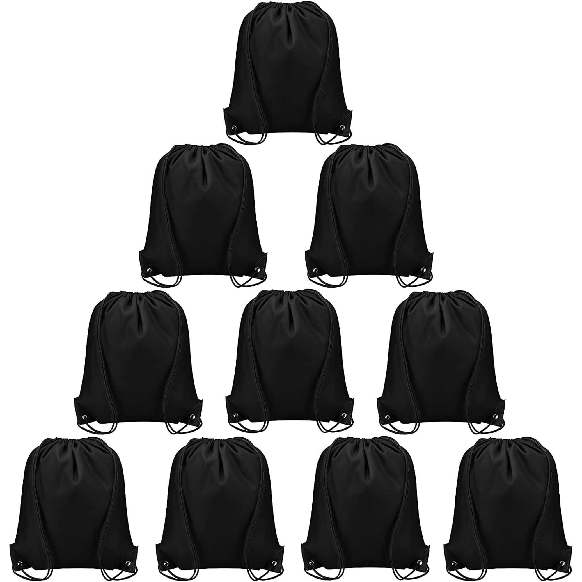 CAIHONG Drawstring Backpack Black Bulk 10 Pcs Drawstring Bags Bulk String Back Pack Gym Sport Bag for Women Nylon Draw String Bags Pack Cinch Bags