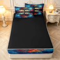 thumbnail image 4 of Homewish Tree Of Life Botanical Art Zipper Twin Comforter Sets with Fitted Sheet and 2 Pillowcases,Watercolor Gradient Zipper Bedding Set,Black Reversible,4pcs, 4 of 8