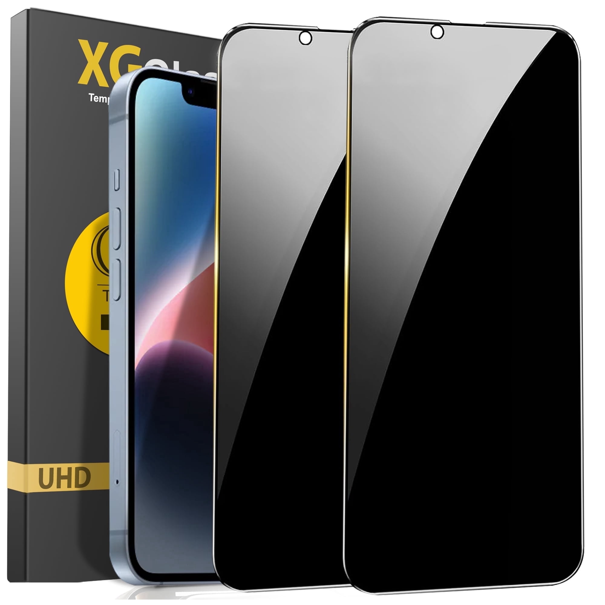 Apple iPhone 13 / iPhone 14 / iPhone 13 Pro / iPhone 16e Privacy Screen Protector, Anti Spy, 2-Pack Shatterproof Tempered Glass Film 6.1"