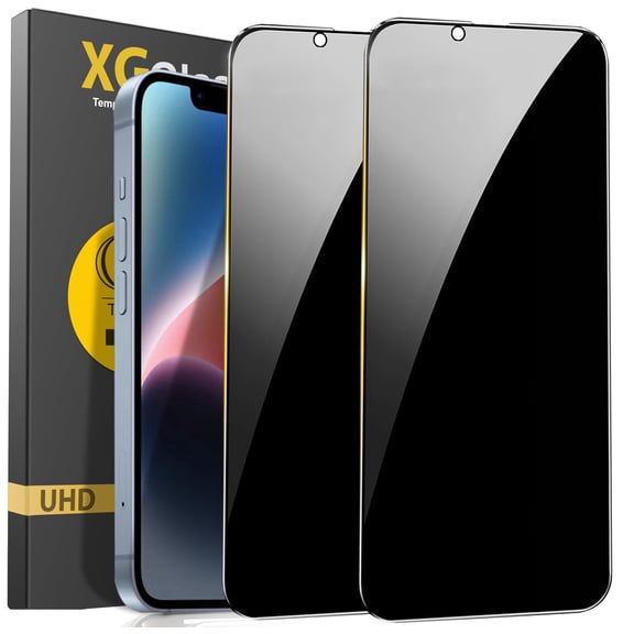 Apple iPhone 13 / iPhone 14 / iPhone 13 Pro / iPhone 16e Privacy Screen Protector, Anti Spy, 2-Pack Shatterproof Tempered Glass Film 6.1"
