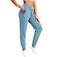 thumbnail image 2 of Womens Workout Sweatpants Drawstring Elastic Waist Jogger Pants with Pockets Gym Casual Light Blue S, 2 of 9