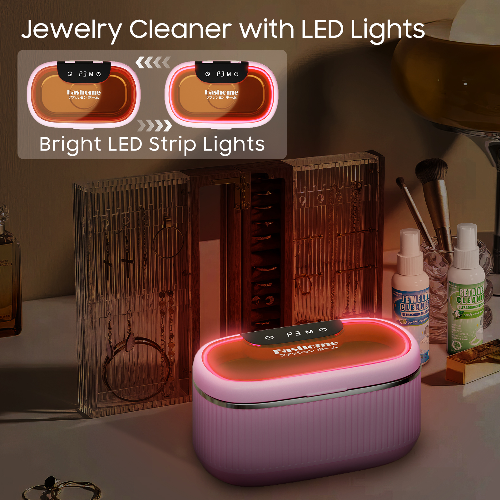 Professional Ultrasonic Cleaner with 200ML Solution, 45KHz 20oz Jewelry Cleaner Ultrasonic Machine with Basket Watch Stand for Rings, Necklaces, Eyeglasses, Dentures, Retainers