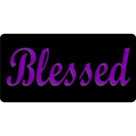 Blessed 3D Purple Photo License Plate