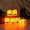thumbnail image 3 of Halloween Without Flame Candles LED Flash Battery Pillar Candles Like Autumn Halloween Holiday Party Decorative Set, 3 of 8