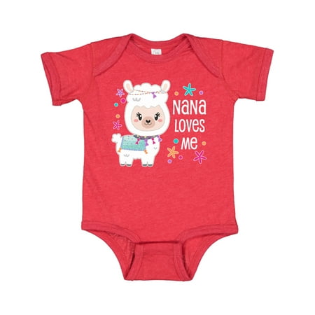 

Inktastic Nana Loves Me- cute and happy llama Gift Baby Boy or Baby Girl Bodysuit