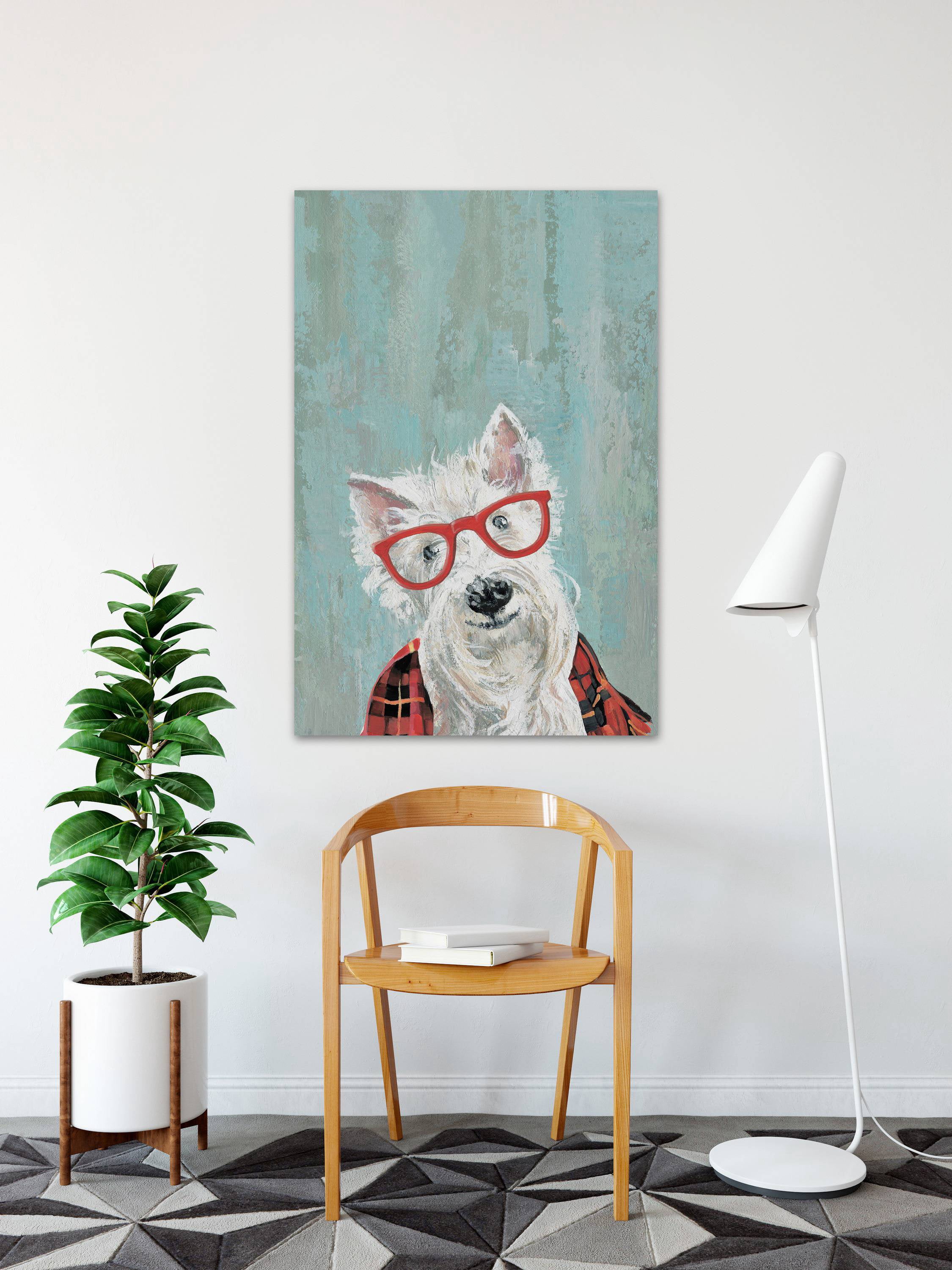 Marmont Hill "Furry Dog in a Sunglass" Painting Print on Wrapped Canvas