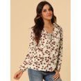 thumbnail image 2 of INSPIRE CHIC Women's Vintage Floral Tie V Neck Ruffle Fall Blouse Tops, 2 of 6
