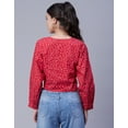 thumbnail image 3 of Moomaya Womens Printed Long Sleeves Crop Top, V-Neck Cotton Summer Short Top, 3 of 8