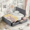 thumbnail image 2 of EUROCO Queen Size Linen Upholstered Platform Bed with Two Drawers, for Adults, Gray, 2 of 9