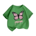 thumbnail image 2 of piuwrlz Kid Short Tops for Girls Short T-Shirts Sleeve Fashionable Printed Round Neck Blouses Cotton T Shirt Top Green Size 6-7Years, 2 of 9