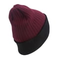 thumbnail image 4 of Top Headwear Cable Knit Long Winter Beanie - Burgundy/Black, 4 of 5