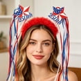 thumbnail image 5 of Homellea 4th of July Patriotic Headband, 9.64 Inch Red White Blue Star Hair Hoop with 250 Year Anniversary Ribbon Streamers for Independence Day, Memorial Day, Parade and Party Decor, 5 of 6