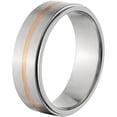 thumbnail image 2 of 7mm Raised Center Titanium Ring with a 1mm Copper Inlay with a Brushed Finish, 2 of 3