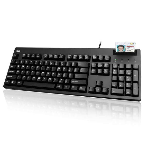 Adesso EasyTouch 630SB-TAA Smart Card Reader Keyboard with Large Print Keys, Made in Taiwan, TAA Compliant