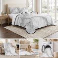thumbnail image 6 of Full Quilt Set 78''x90'', Gray Marble Lightweight Bedspread Coverlet Set with 2 Pillow Shams, Modern Simple Gradient Abstract Patterned Breathable All Season Quilt Bedding for Bedroom/Guest Room, 6 of 9