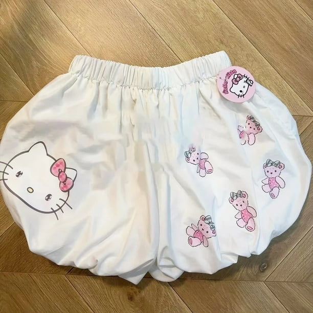 Sanrio Hello Kitty tirantes dibujos animados Anime japonés Kawaii estampado de moda Y2K dulce chica chaleco sin mangas pantalones cortos traje adelgazante