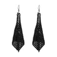 thumbnail image 2 of Bmisegm Women Earrings Metal Mesh Lattice Sequins Tassel Long Drop Dangle Earrings Earrings Black, 2 of 5