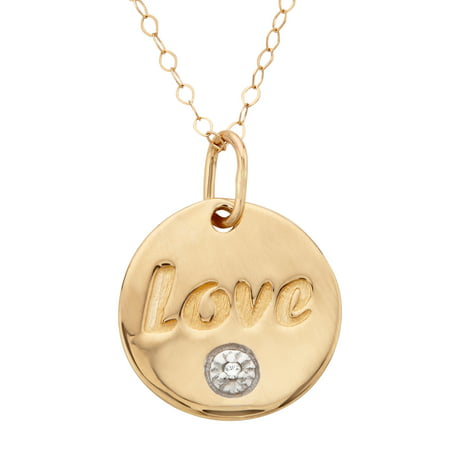 'Love' Pendant Necklace with Diamond in 14kt Gold