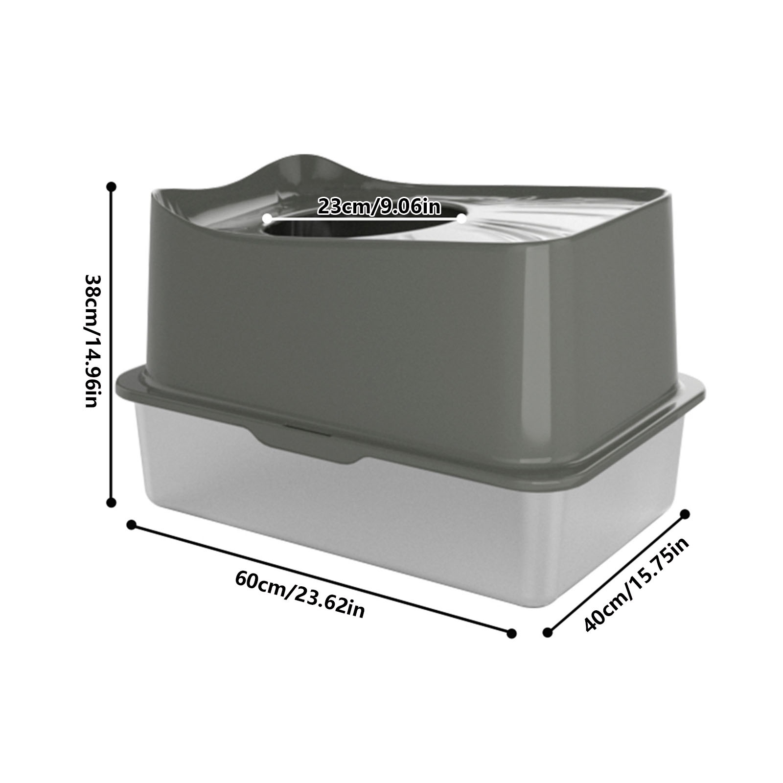 Stainless Steel Cat Litter Box Top Entry XL with Lid, Metal Litter Box with Scoop for Big Cats, Non-Sticky, Easy Clean