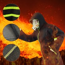 Emergency Fireproof Cloak with Hood, Fire Escape Cloak, Fire Suit 1000 Degrees Carbon Fiber Fire Cape Emergency Escape Home Fire Insulation Clothing Heat Resistant Safety Cover for Escape