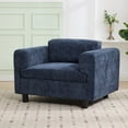 thumbnail image 3 of Miekor Furniture Modern Oversized Armchair Comfy Accent Chair Single Sofa For Living Room Bedroom Office Apartment, Woven Velvet Fabric, Blue 5147N, 3 of 11