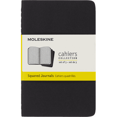Moleskine Cahier Journals (Set of 3), Pocket (3.5" x 5.5"), Squared, Black