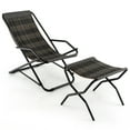 thumbnail image 1 of Costway 1 PC Patio Folding Rattan Sling Lounge Chair Ottoman Rocking Footrests Armrest, 1 of 8