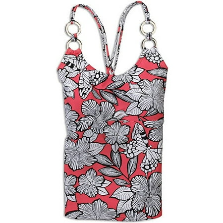 Women's Plus Print Ring Tankini Top