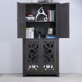 thumbnail image 5 of CQSXDA Contemporary Storage Cabinet With Adjustable Shelves,  MDF Buffet Sideboard With 4 Acrylic Mirrored Doors, Dark Brown, 5 of 16