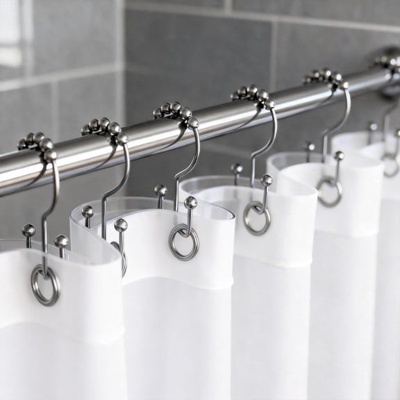 Shower Curtain Hooks, Double Glide Rings, Rust-Resistant, Chrome