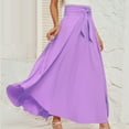 thumbnail image 2 of Annhoo Flowy Skirts for Women Tie High Waisted Classic Maxi Skirts Casual Solid Party Evening A Line Long Skirt, 2 of 7